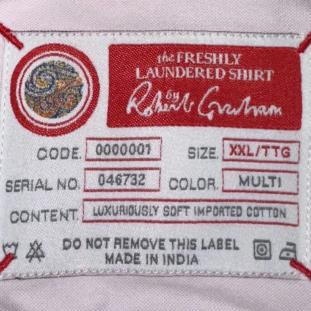 Robert Graham The Freshly Laundered‎ Shirt 100% Cotton Pink Size XXL